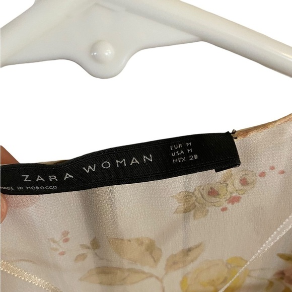 Zara Cream Fall floral chiffon ruffle wrap dress Fairycore Boho western feminine - Picture 9 of 16